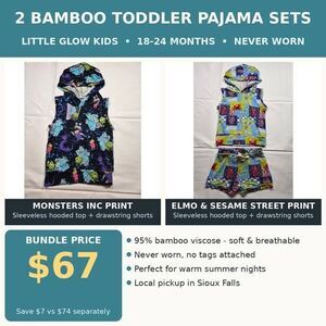 Little Glow Kids Bamboo Pajama Sets 18-24M Monsters Inc Elmo